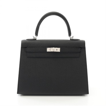 HERMES Kelly 25 2way shoulder Handbag Epsom leather Black Used Women W SHW