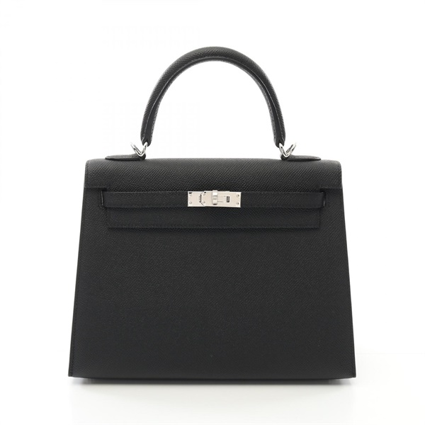 HERMES Kelly 25 2way shoulder Handbag Epsom leather Black Used Women W SHW
