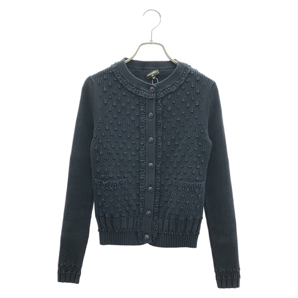 CHANEL cardigan knitwear #34 P58468K07660 cotton Navy Used