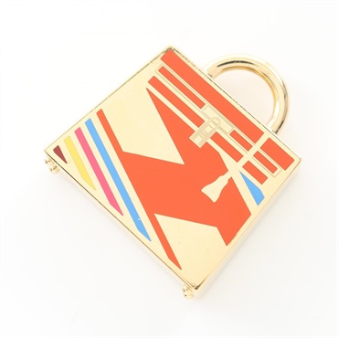 HERMES Kelly Curiosite Pendant top Gold Plated Multicolor Used