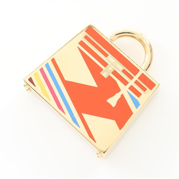 HERMES Kelly Curiosite Pendant top Gold Plated Multicolor Used