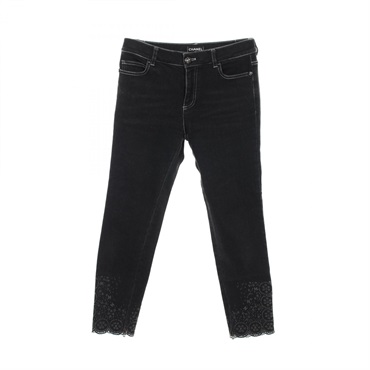 CHANEL Denim pants #38 jeans cotton Black Used