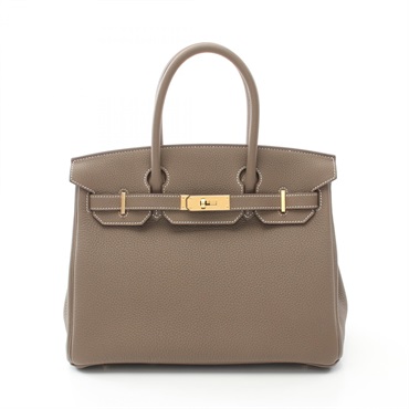 HERMES Birkin 30 Hand bag K Togo leather Etoupe Grey GHW