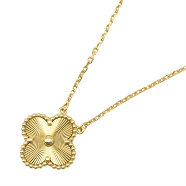 Van Cleef & Arpels Vintage Alhambra Necklace Guilloché 18KYG Gold used women