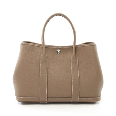 HERMES Garden party TPM Tote Bag W Negonda leather Etoupe Grey SHW