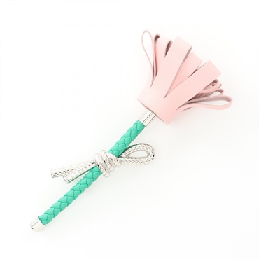HERMES Fleur Brooch Swift leather Stainless Steel Pink Green Used Women