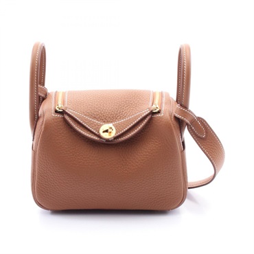 HERMES Lindy Mini Shoulder crossbody Bag K Taurillon Clemence Gold GHW