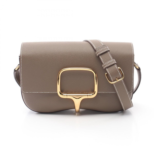 HERMES Della Cavalleria Shoulder crossbody Bag B Epsom Etoupe Grey Used GHW