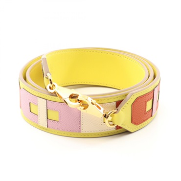HERMES Bandouliere Shoulder strap Epsom Swift leather lime Mauve sylvestre GHW