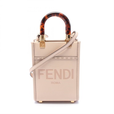 FENDI Sunshine Shopper Mini 2way shoulder Handbag 8BS051 leather Beige Used