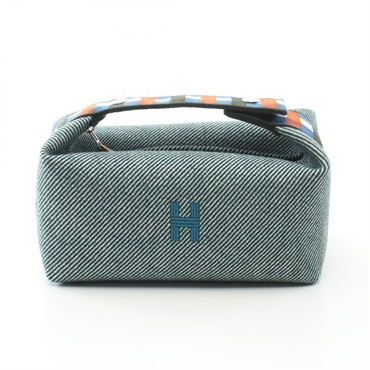 HERMES Bride a Brac PM Hand bag purse pouch wool Green Multicolor SHW