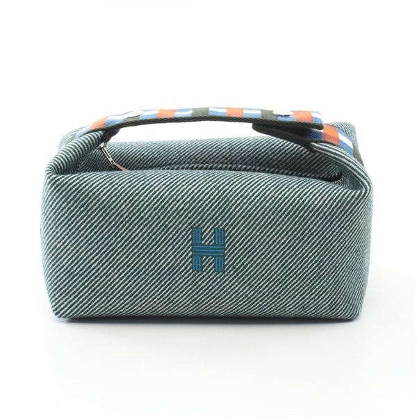 HERMES Bride a Brac PM Hand bag purse pouch wool Green Multicolor SHW