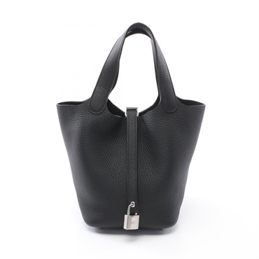 HERMES Picotin Lock PM Hand bag K Taurillon Clemence Black Used SHW