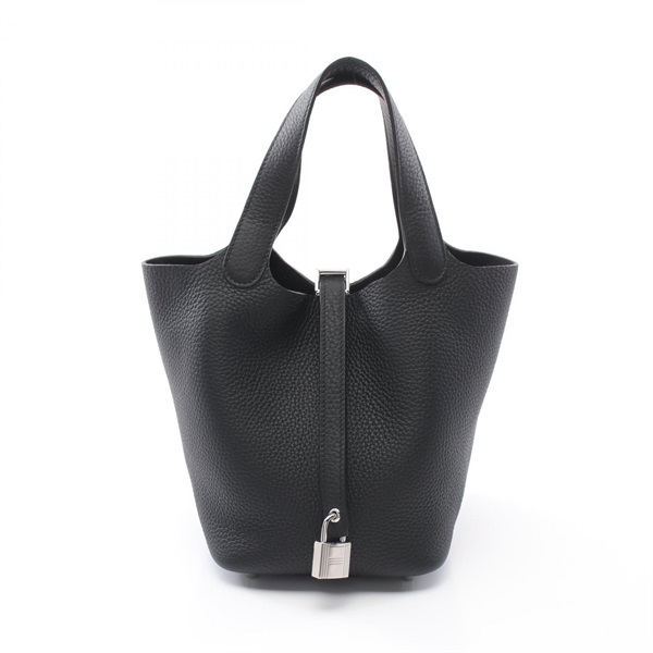 HERMES Picotin Lock PM Hand bag K Taurillon Clemence Black Used SHW