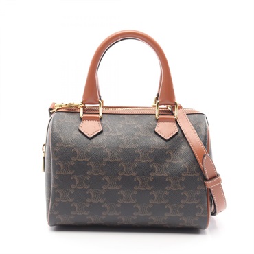 CELINE Small Boston Cuir Triomphe Hand crossbody bag 113772CAS.04LU canvas used