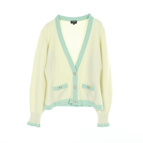 CHANEL COCO Mark button cardigan knitwear P75050K10747 cashmere Green Used #38