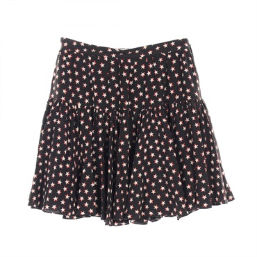 SAINT LAURENT PARIS Print Mini Skirt 549905 Silk Black Beige Red #34 Used Women