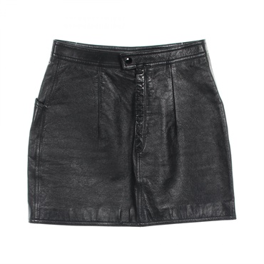 SAINT LAURENT PARIS Mini skirt Lamb leather Black Size F38 Used Women