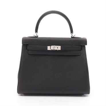 HERMES Kelly 25 2way Hand shoulder bag K Inside stitched Togo leather Black SHW