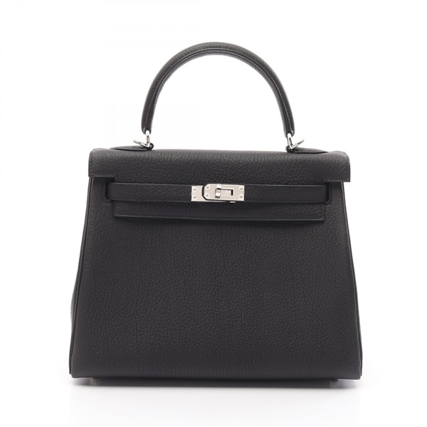 HERMES Kelly 25 2way Hand shoulder bag K Inside stitched Togo leather Black SHW
