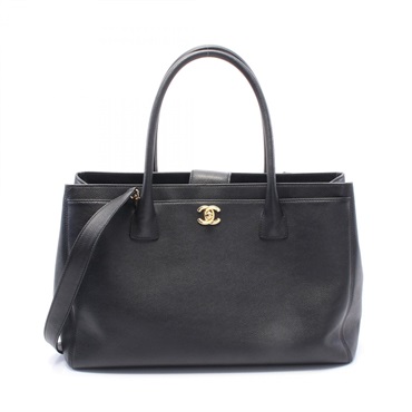 CHANEL Executive tote 2wah shoulder hand Bag A15206 leather Black Used GHW