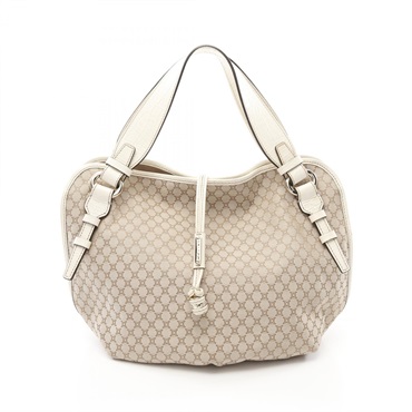 CELINE Bittersweet Macadam Handbag canvas leather Beige White Used Women