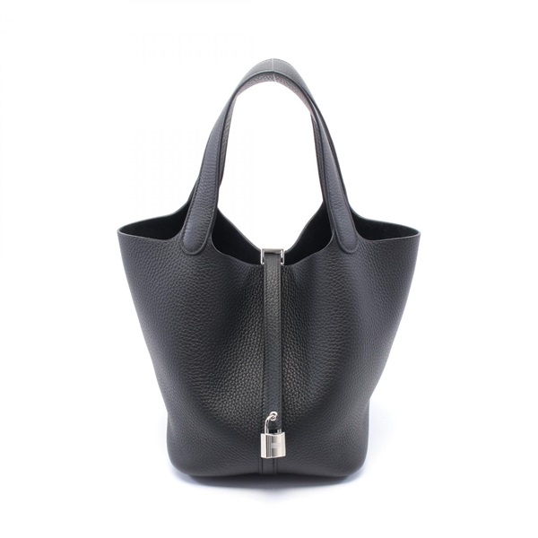 HERMES Picotin Lock MM Hand bag K Taurillon Clemence Black Used SHW