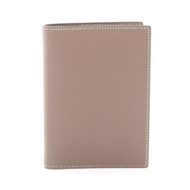 HERMES Agenda GM Notebook cover H028179CA Chevre leather Etoupe Grey Used W