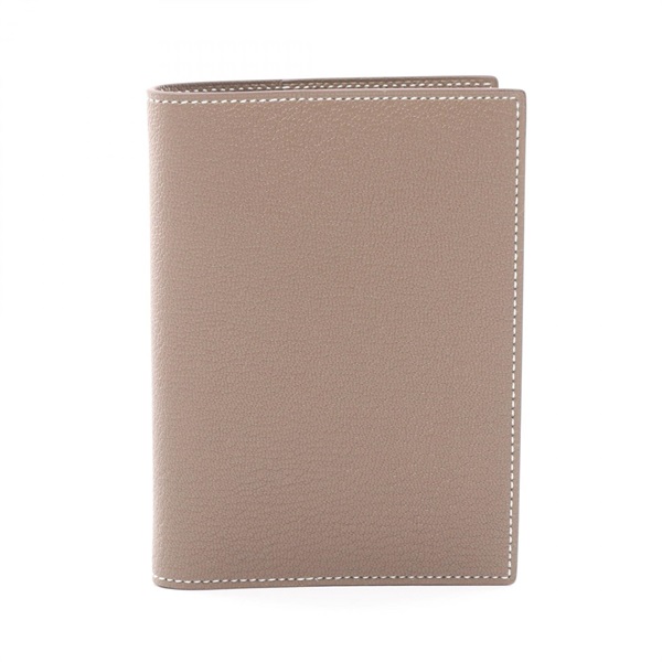 HERMES Agenda GM Notebook cover H028179CA Chevre leather Etoupe Grey Used W