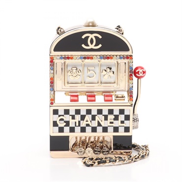 CHANEL COCO Mark chain crossbody Shoulder Bag slot machine Plastic black GHW