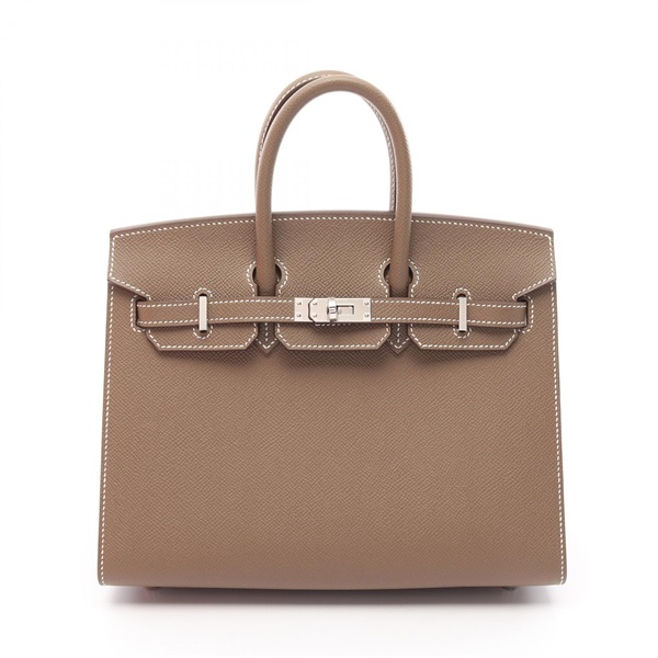 HERMES Birkin Sellier 25 Hand bag W Epsom Etoupe Grey SHW