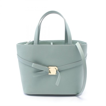 Salvatore Ferragamo Vara ribbon 2way shoulder Handbag leather Green Used Women