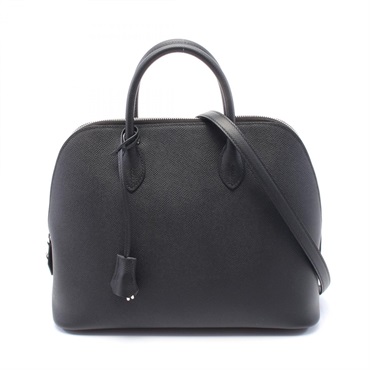 HERMES Bolide1923 30 2way shoulder Handbag Clemence leather Black Used W SHW