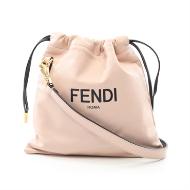 FENDI pack slim clutch small Shoulder drawstring Bag 8BT337 leather rose quartz