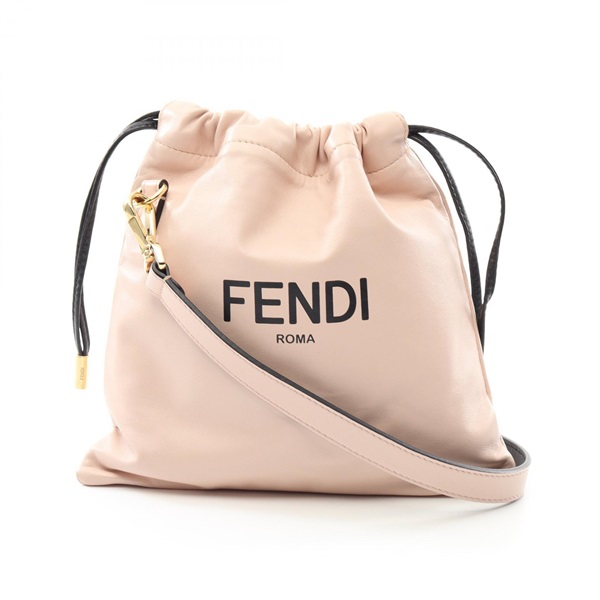 FENDI pack slim clutch small Shoulder drawstring Bag 8BT337 leather rose quartz