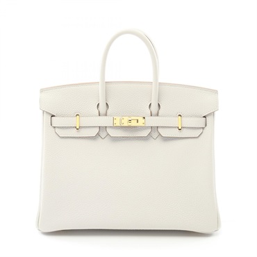 HERMES Birkin 25 Hand bag W Togo leather Gris pale Used GHW