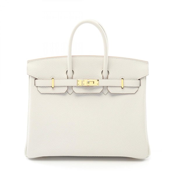 HERMES Birkin 25 Hand bag W Togo leather Gris pale Used GHW