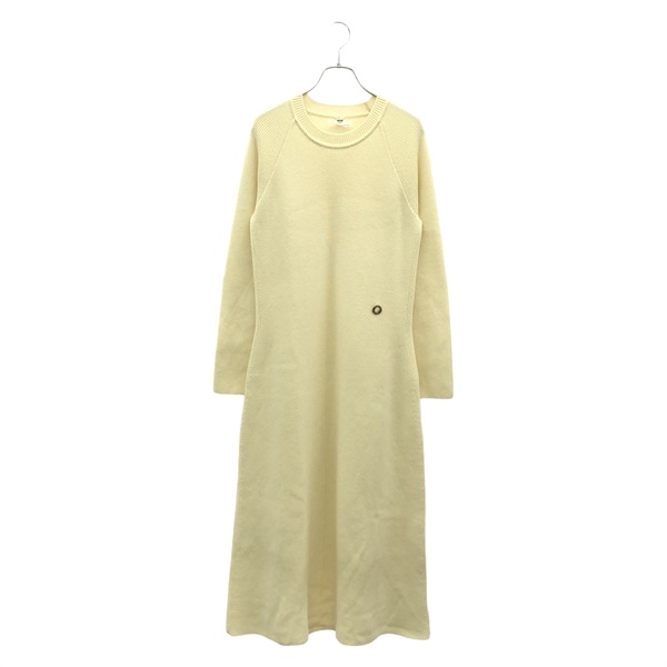 HERMES Dress knitwear #40 4H2528D1 cashmere White Used Women