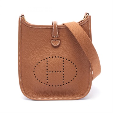 HERMES Evelyne TPM Shoulder crossbody Bag W Taurillon Clemence Gold Used GHW