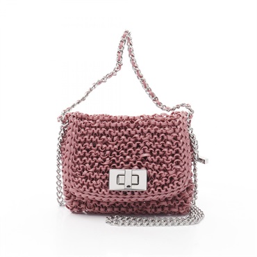 ANTEPRIMA Lucchetto Miniatura Chain Shoulder Handbag PVC coated canvas Pink Used