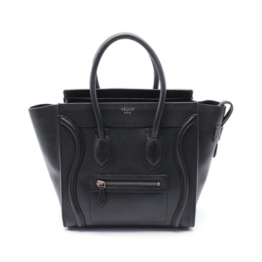 CELINE Luggage micro shopper Tote Bag 167793 leather Black Used