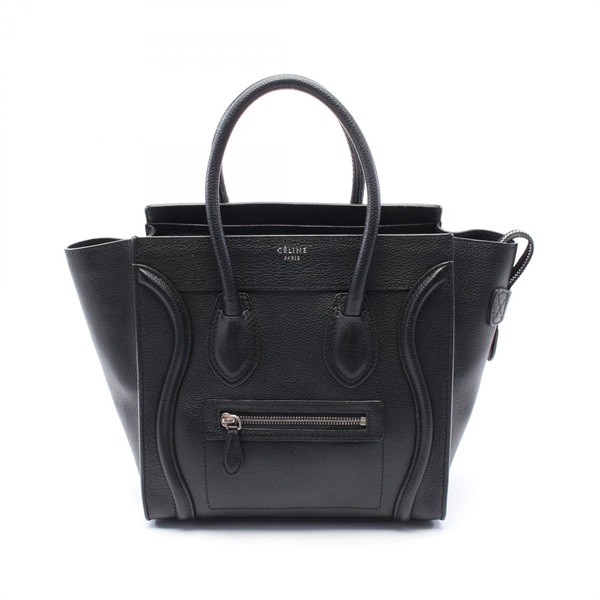 CELINE Luggage micro shopper Tote Bag 167793 leather Black Used