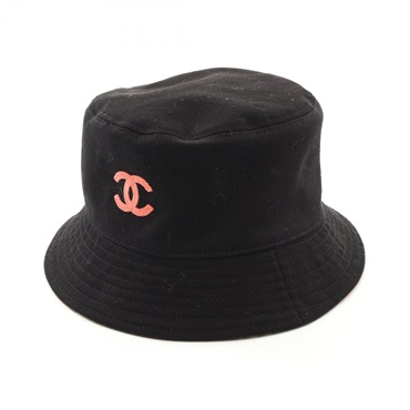 CHANEL COCO Mark hat 62cm reversible canvas Black Multicolor Used CC