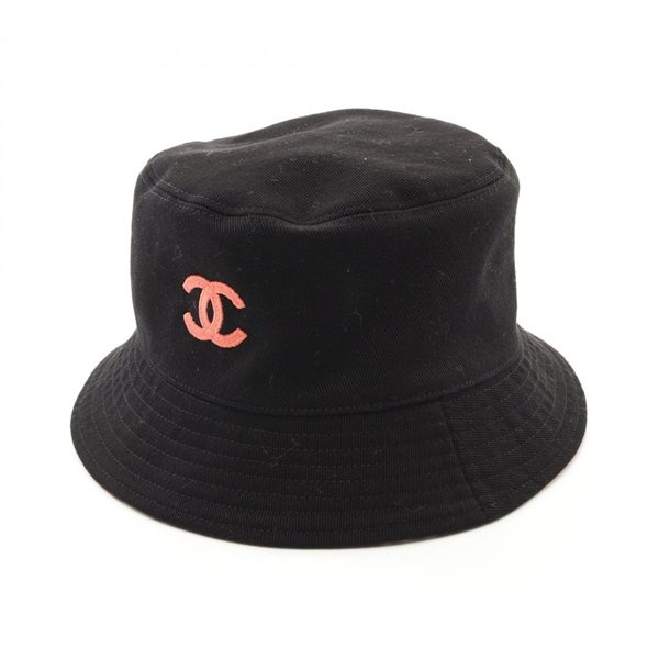 CHANEL COCO Mark hat 62cm reversible canvas Black Multicolor Used CC