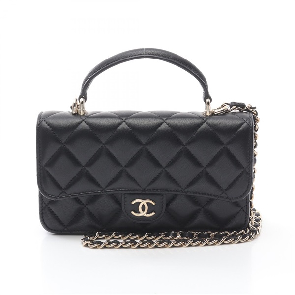CHANEL Matelasse Phone Case chain crossbody Shoulder Bag AP3226 Lambskin GHW BK