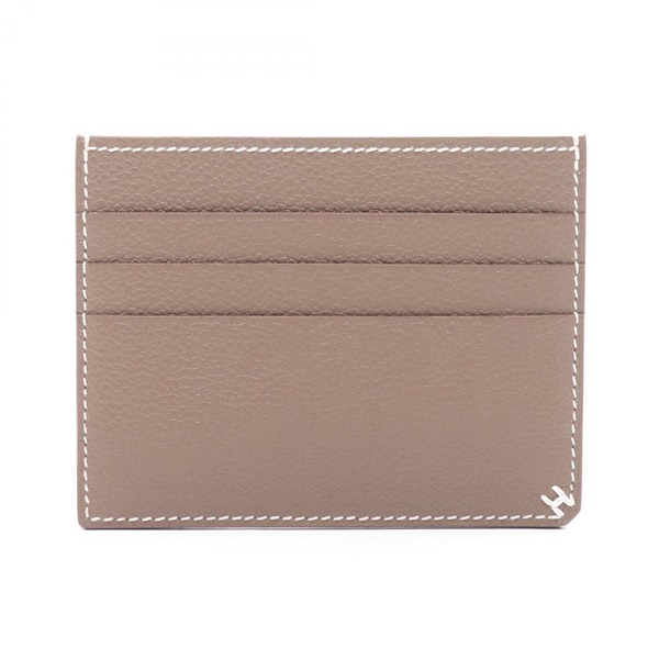 HERMES H Sellier Card Case WFS009GX Evercolor leather Etoupe Grey Used Women W