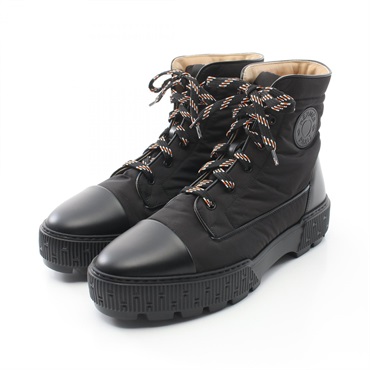 HERMES fresh short boots shoes lace-up #43 H232064Z leather Fabric Black Used