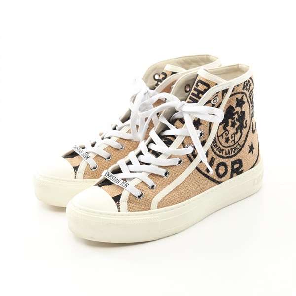 Dior WALK'N'DIOR Oblique Embroidery sneakers shoes #36 canvas Beige Black Used