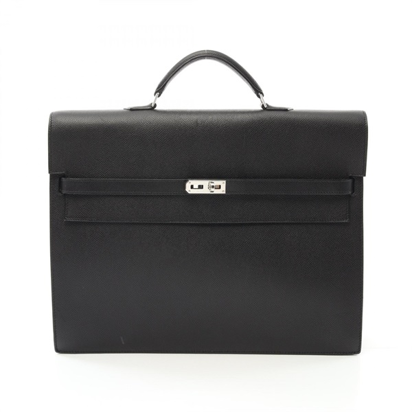 HERMES Kelly Depeche 38 Briefcase business bag J Epsom leather Black Used SHW