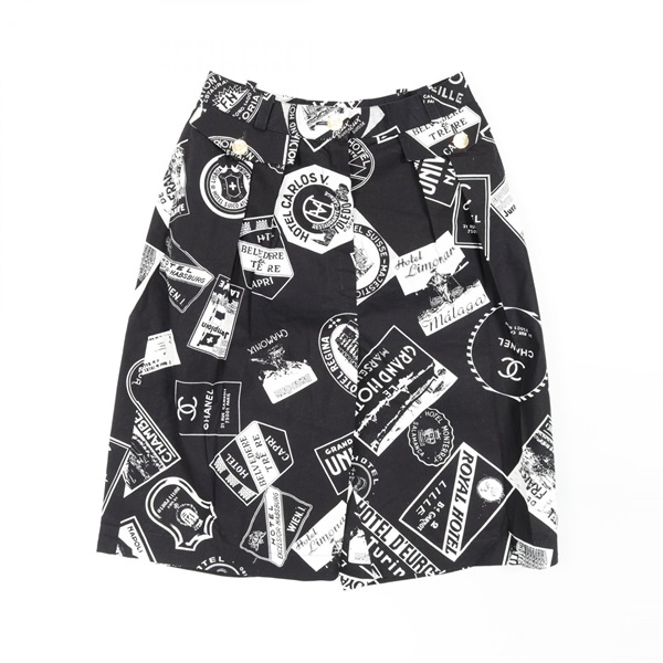 CHANEL Short Pants P190078 Cotton Black White Used Women 38